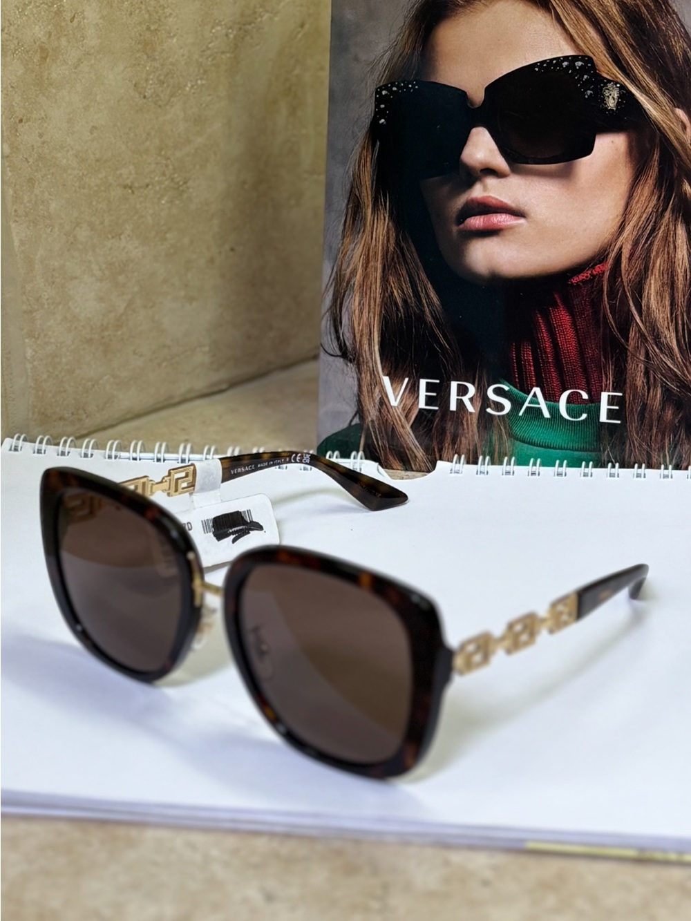 New Versace MOD4407-D 108/73  Tortoiseshell Square Sunglasses - Brown Lenses